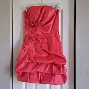 Sequin Hearts Strapless Coral Cocktail Party Dress Juniors Size 9